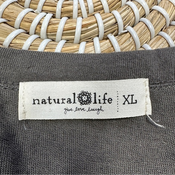 SOLD | Natural Life Penny Layered Knee Tee Top Longsleeve Boho in Charcoal Multi - Picture 9 of 14